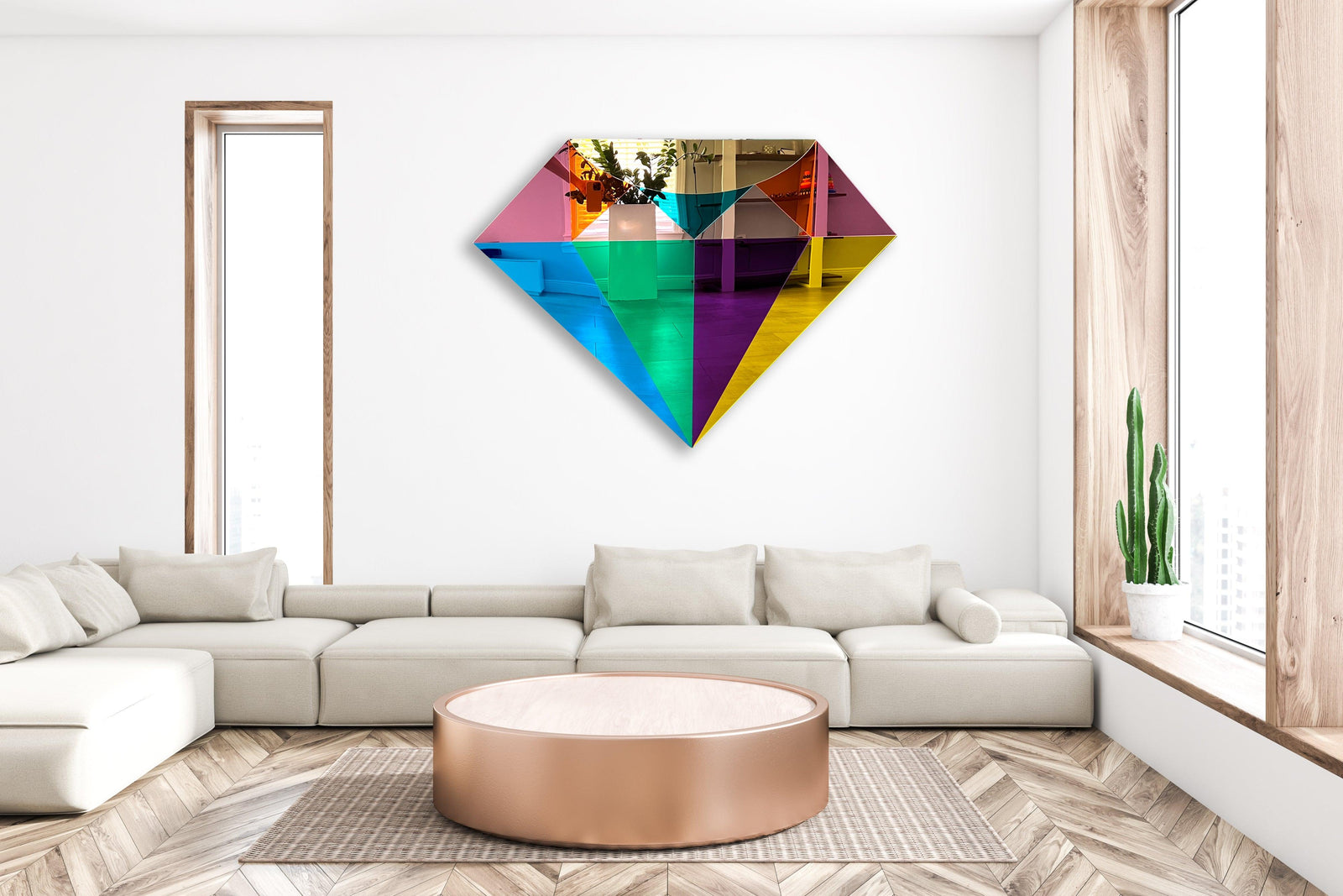 Mirrored Acrylic Diamond Wall Art