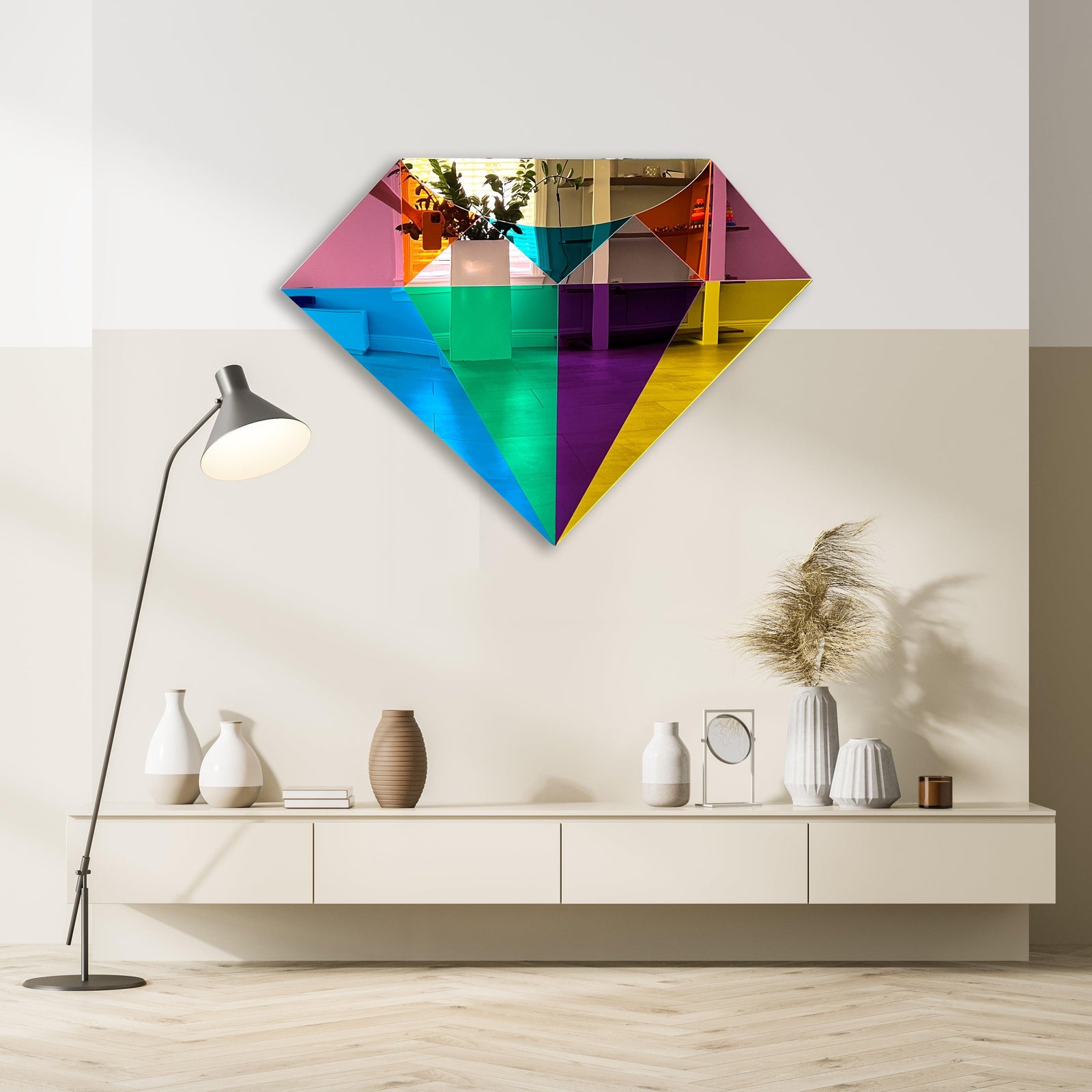 Mirrored Acrylic Diamond Wall Art