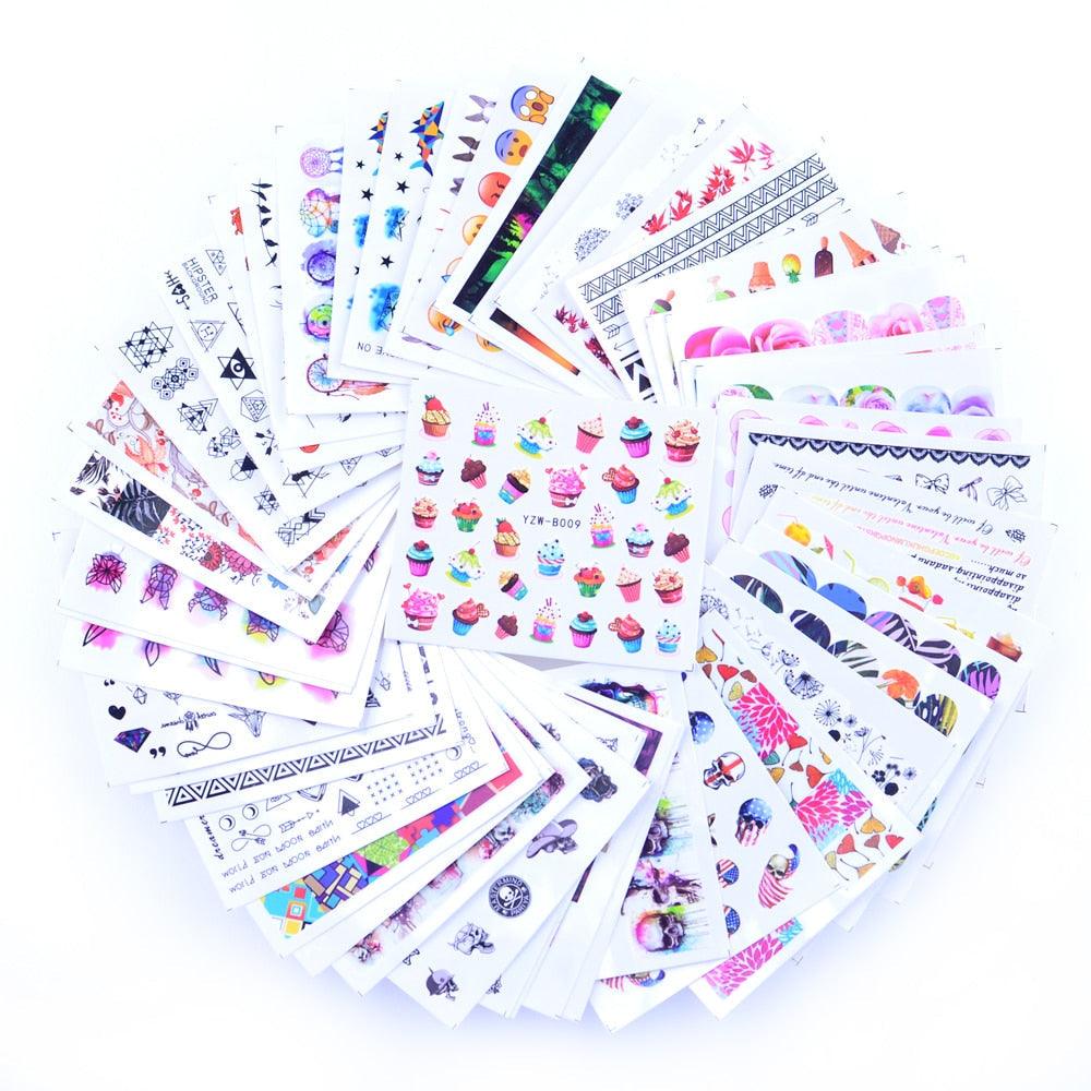 Mixed Designs Water Nail Stickers Decals Dream Catcher Transfer Tip Watermark Flora Painting Slider Manicure Decoration Girls Manicure Decoration Nail Art Supplies 3D Self-Adhesive Nail Decals Designer Nail Stickers for Acrylic Nails