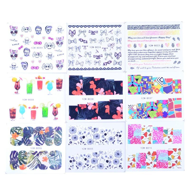 Mixed Designs Water Nail Stickers Decals Dream Catcher Transfer Tip Watermark Flora Painting Slider Manicure Decoration Girls Manicure Decoration Nail Art Supplies 3D Self-Adhesive Nail Decals Designer Nail Stickers for Acrylic Nails