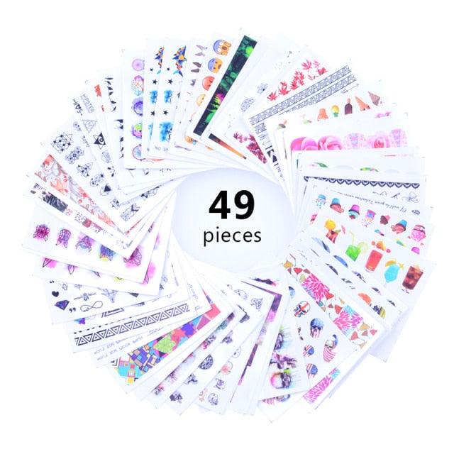 Mixed Designs Water Nail Stickers Decals Dream Catcher Transfer Tip Watermark Flora Painting Slider Manicure Decoration Girls Manicure Decoration Nail Art Supplies 3D Self-Adhesive Nail Decals Designer Nail Stickers for Acrylic Nails