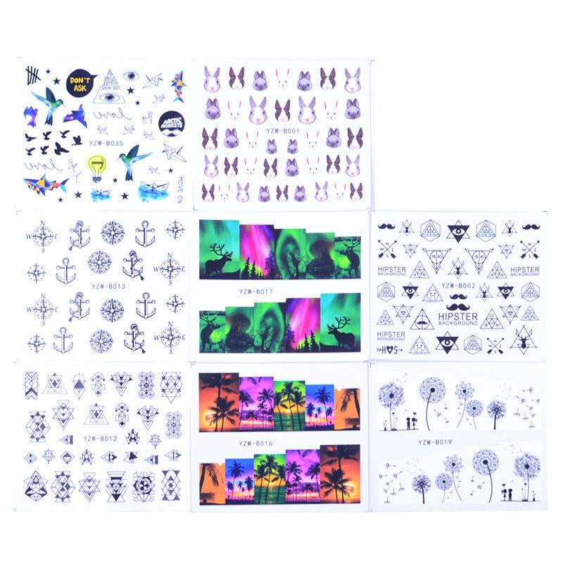 Mixed Designs Water Nail Stickers Decals Dream Catcher Transfer Tip Watermark Flora Painting Slider Manicure Decoration Girls Manicure Decoration Nail Art Supplies 3D Self-Adhesive Nail Decals Designer Nail Stickers for Acrylic Nails