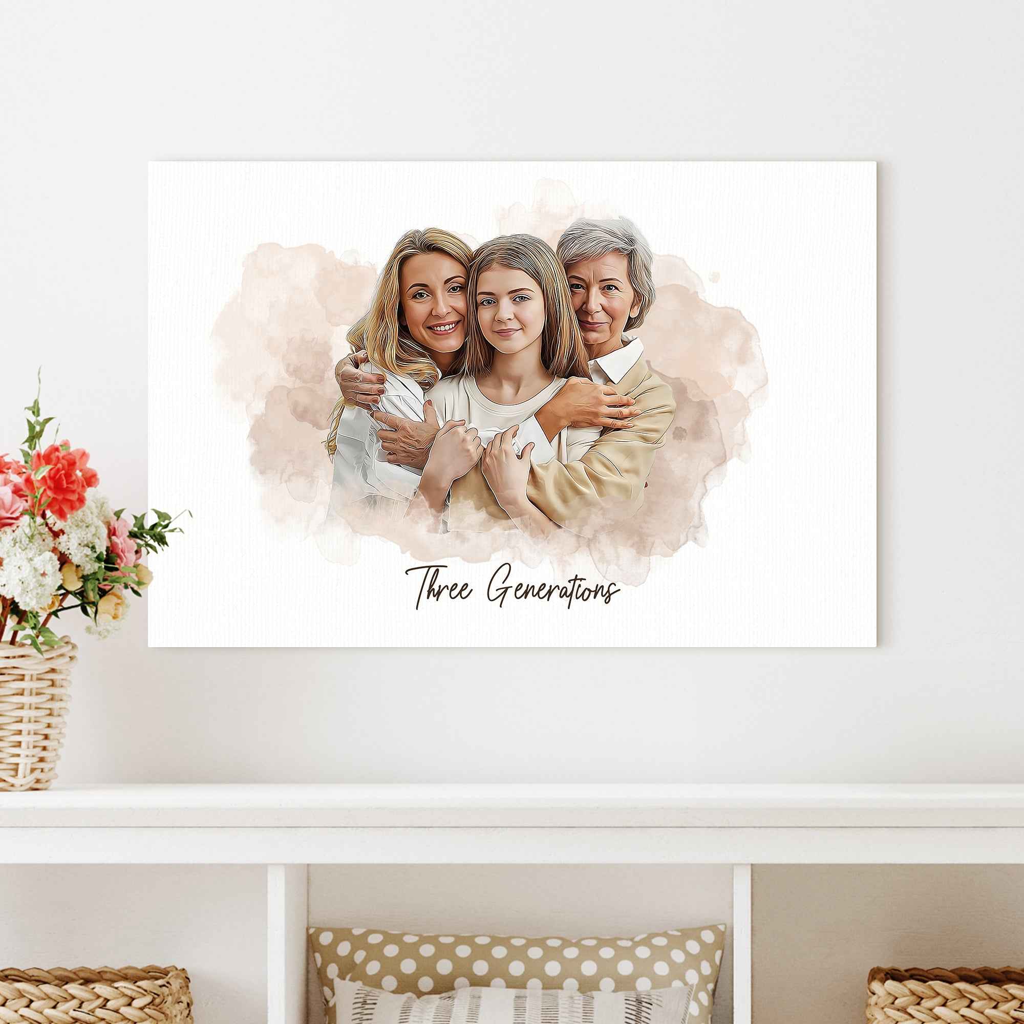 Mother's Day Watercolor Family Portrait Sign