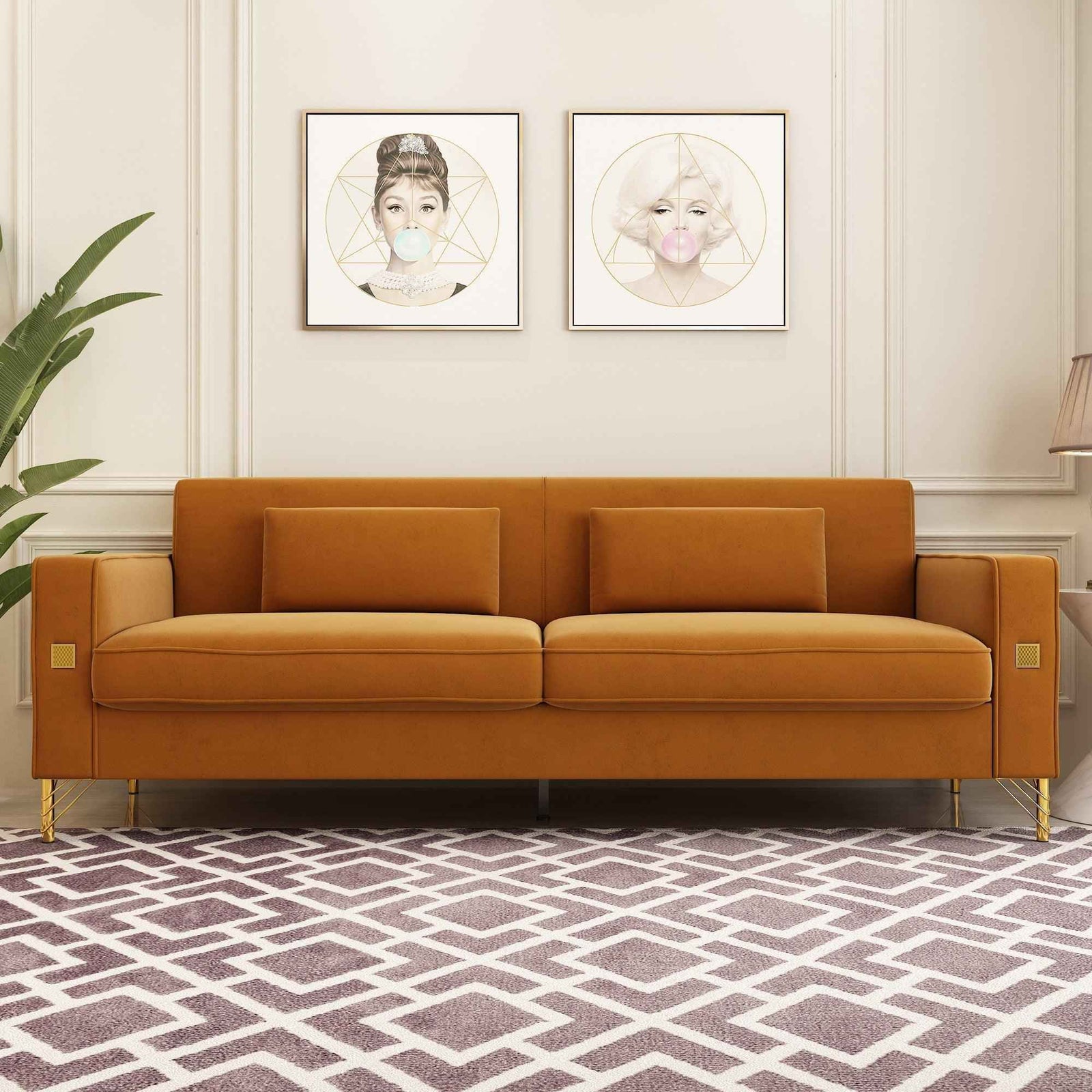 Modern Loveseat Sofa with Pillows
