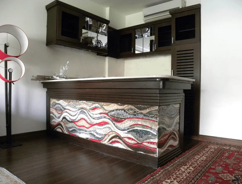 Vibrant Wavy Shades: Marble Mosaic Patterns Wall or Floor Art