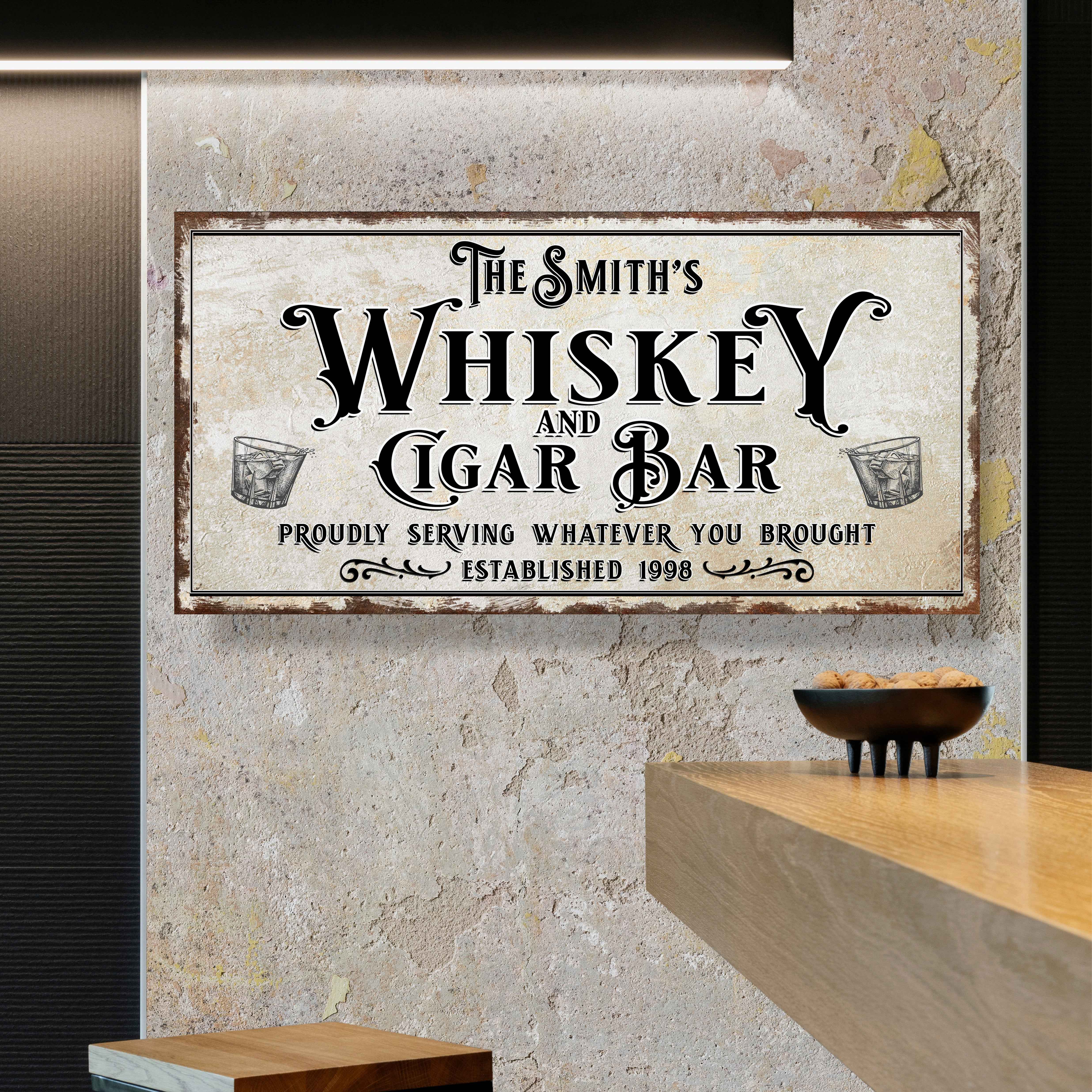 Personalized Whiskey and Cigar Bar Sign