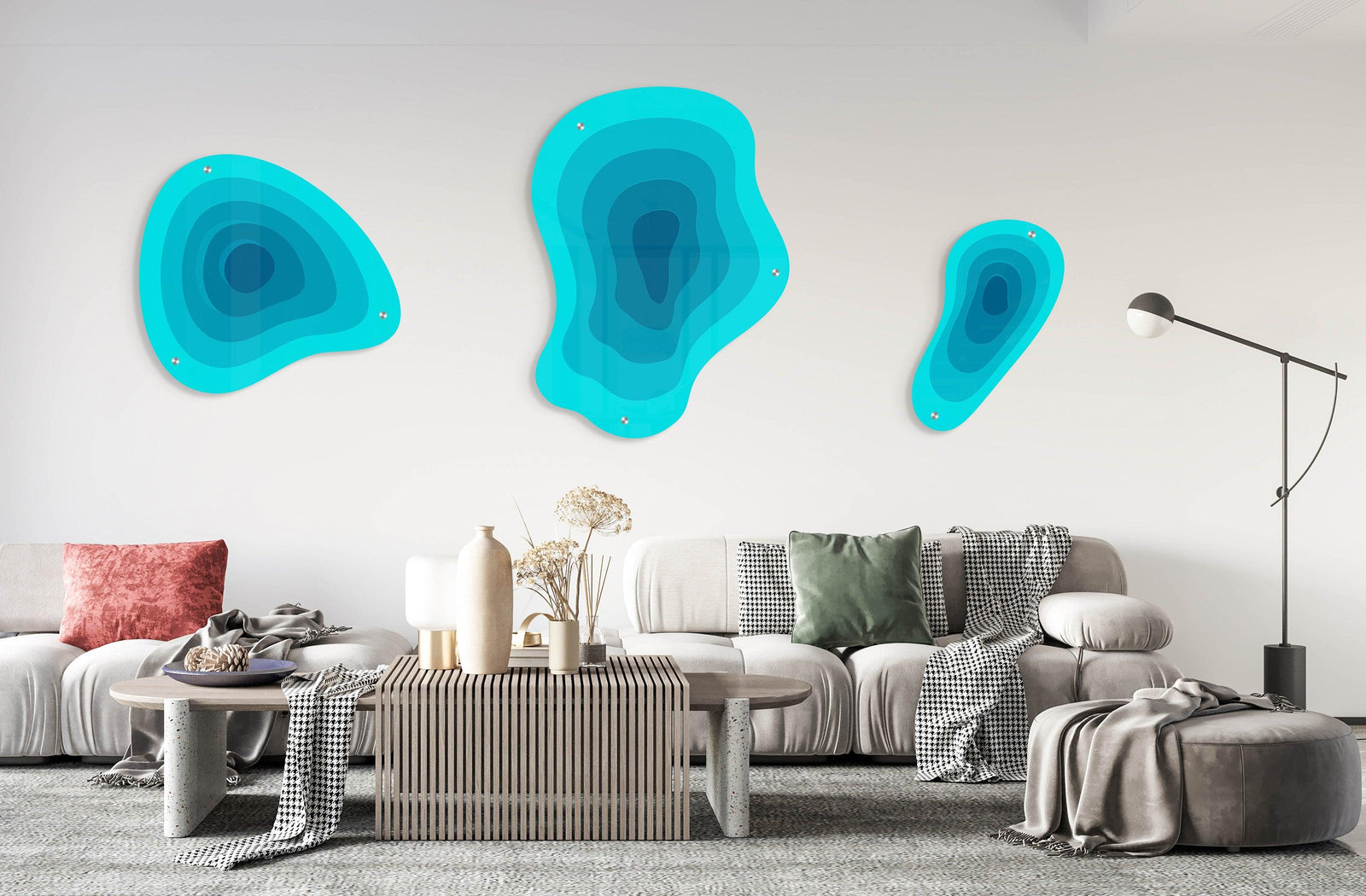 Multicolor Abstract Set of 3 Prints Acrylic Art Printed Wall Art