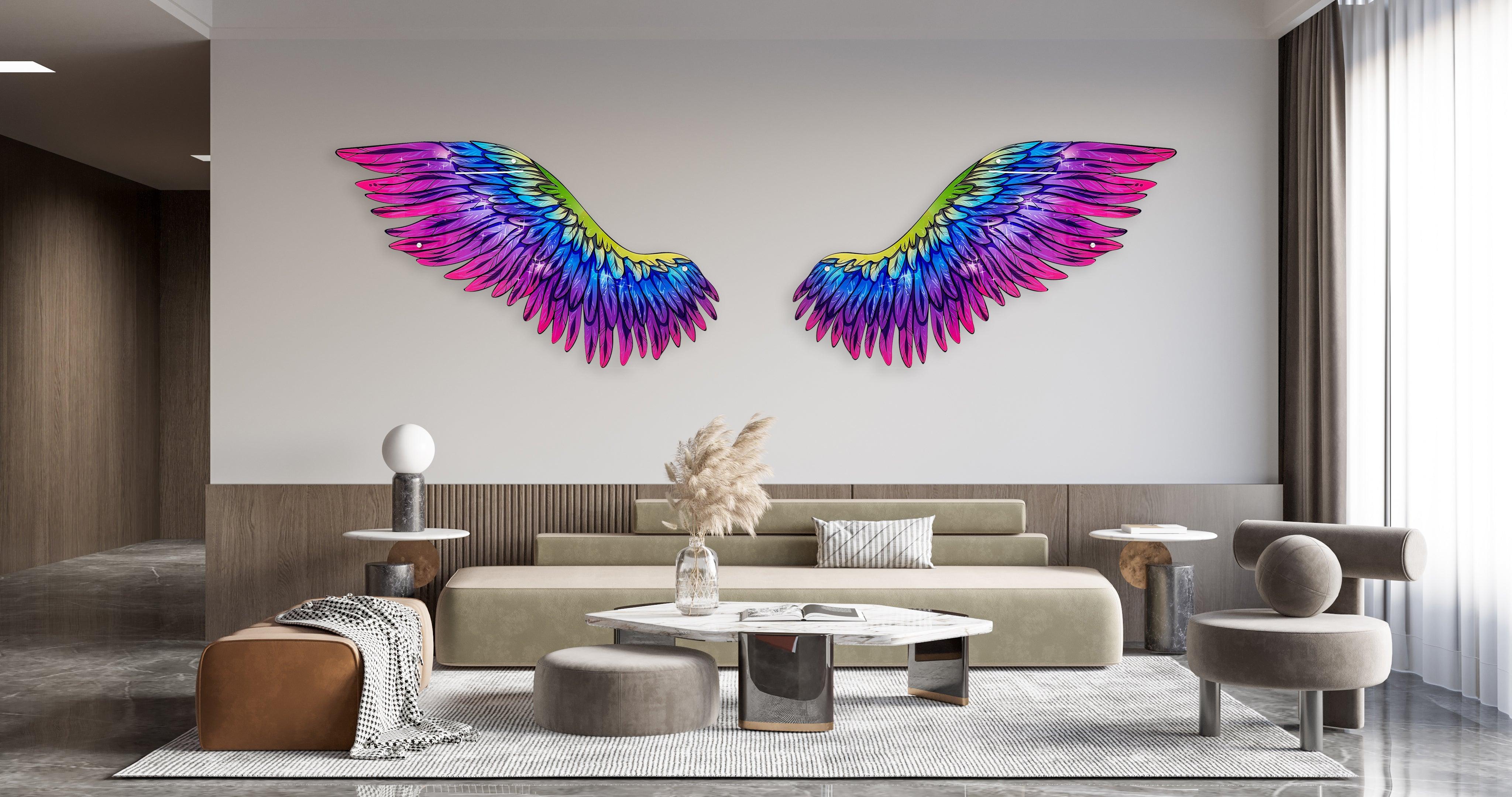 Multicolor Angel Wings / Printed Acrylic Art/ Printed Wall Art / Wall Decor/Wall Sculpture/Abstract Wall Decor/ Gift