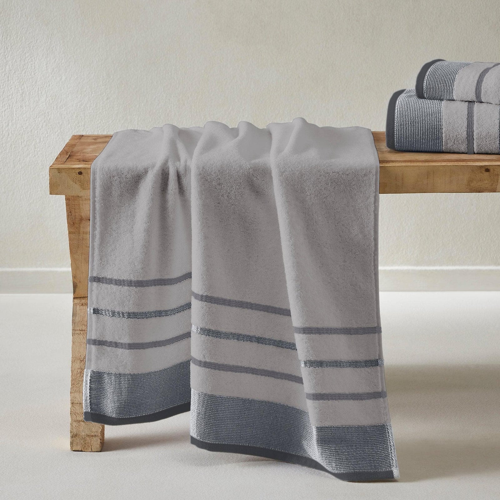 Decorative Cotton Stripe Bath Towel Set - Noelle Collection
