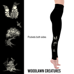 Woodland Creature Leggings with Pockets – Folk Art Nature Design