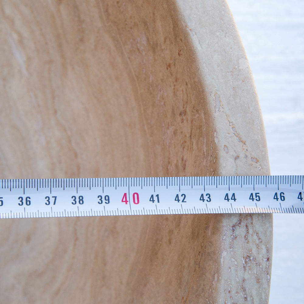 Natural Stone Beige Travertine Vessel Sink Honed and Filled (D)18