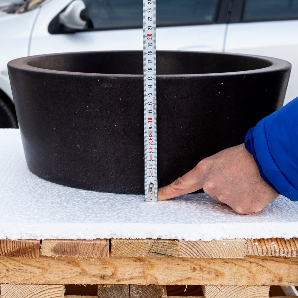 Natural Stone Black Andesite Tapered Sink Honed-Matte  (D)16