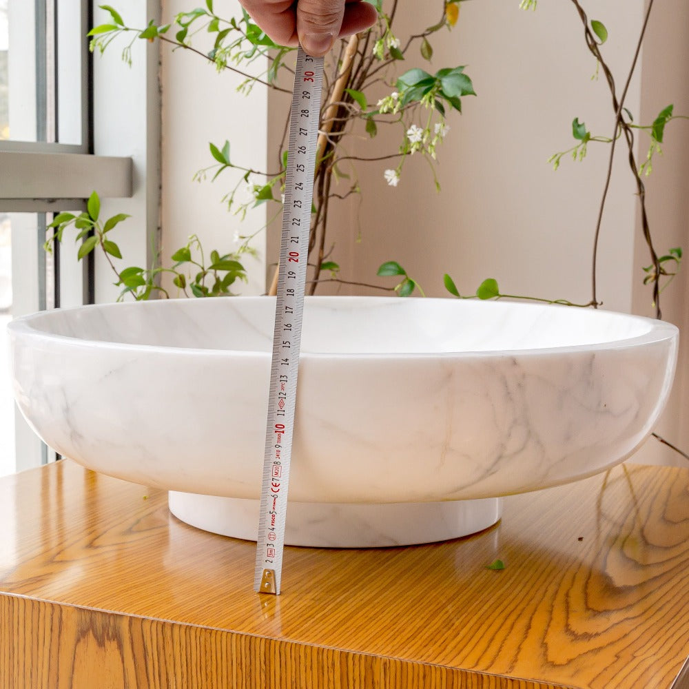Natural Stone Calacatta White Marble Vessel Sink Bowl Polished (D)19
