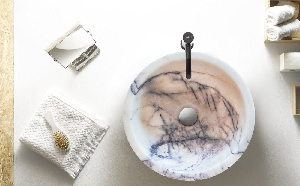 Natural Stone New York White Marble Round Vessel Sink Polished (D)12