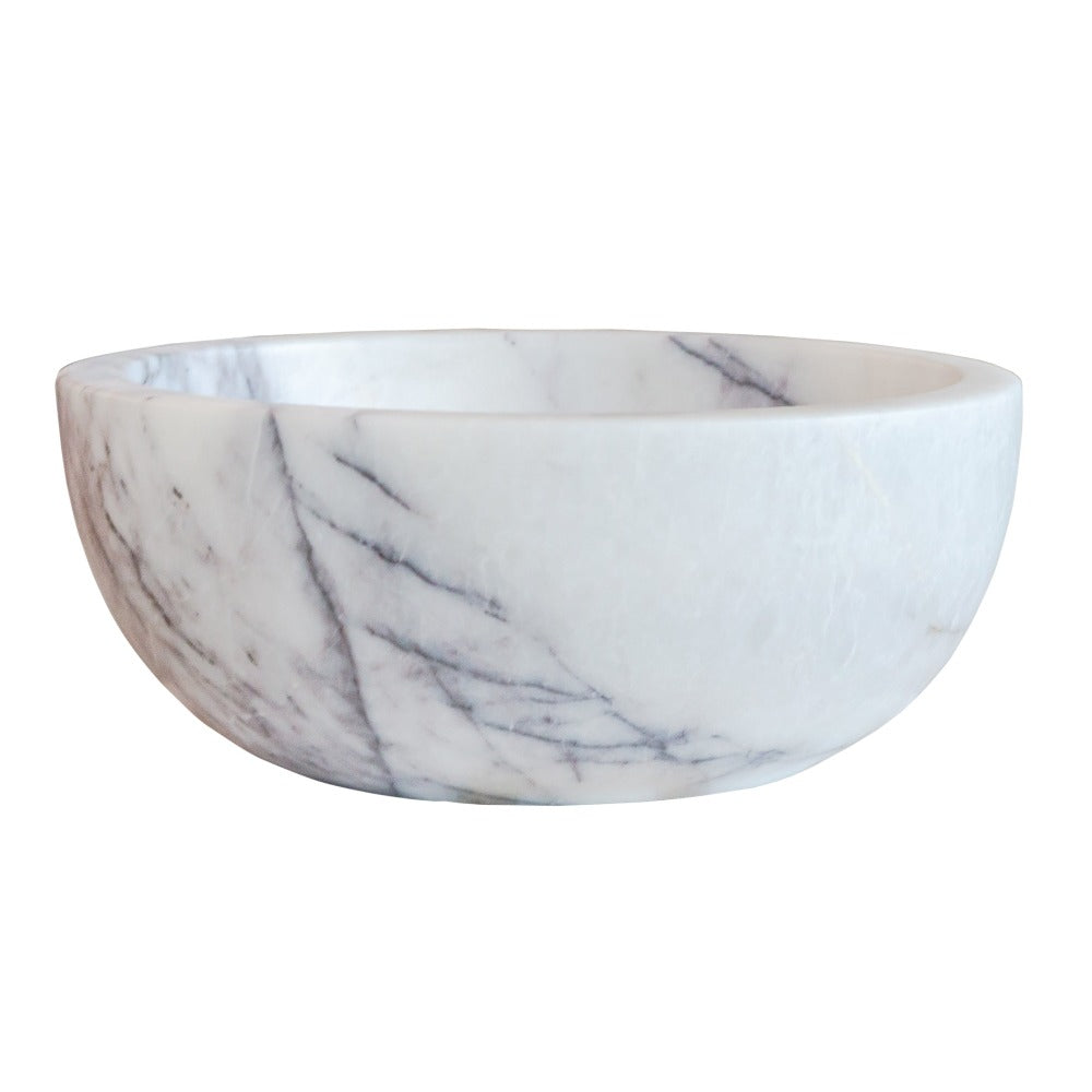 Natural Stone New York White Marble Round Vessel Sink Polished (D)12