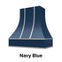 Wood Range Hood With Curved Front, Silver Strapping and Block Trim - 30", 36", 42", 48", 54" and 60" Widths Available