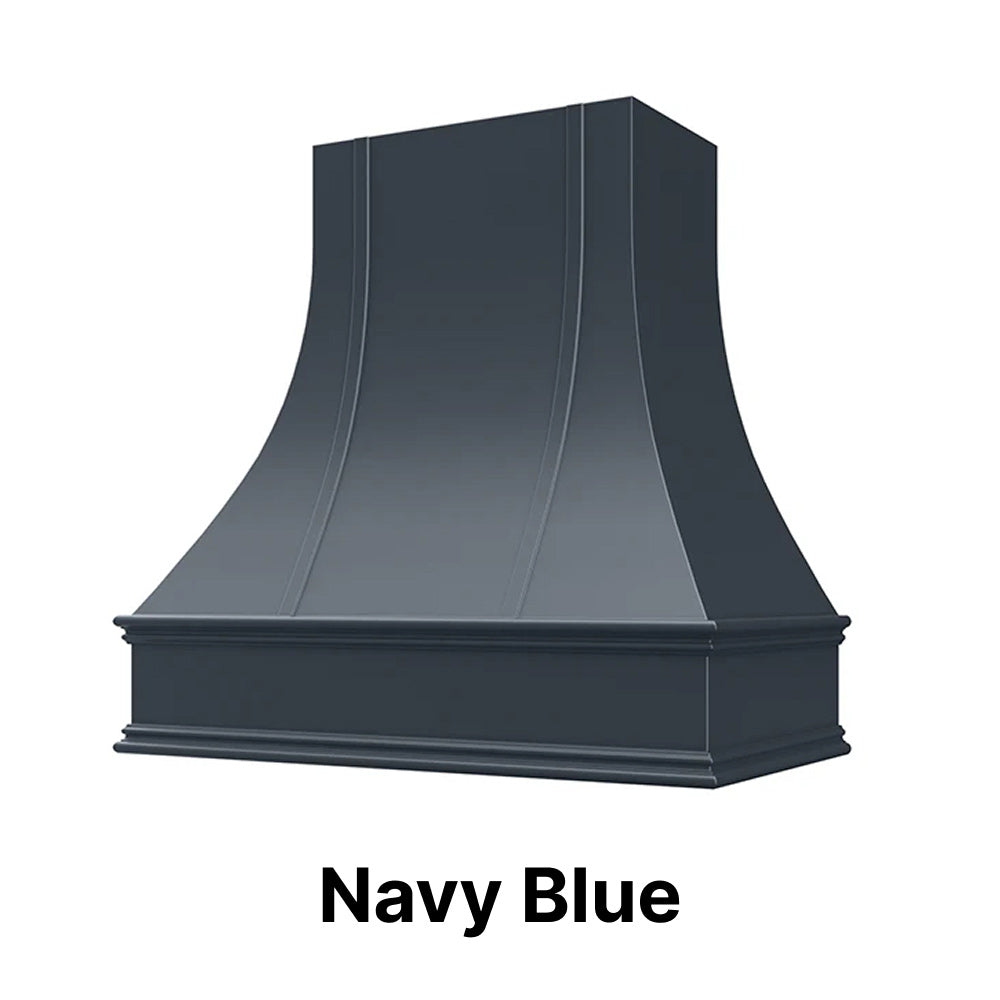 Wood Range Hood With Curved Strapped Front and Decorative Trim - 30