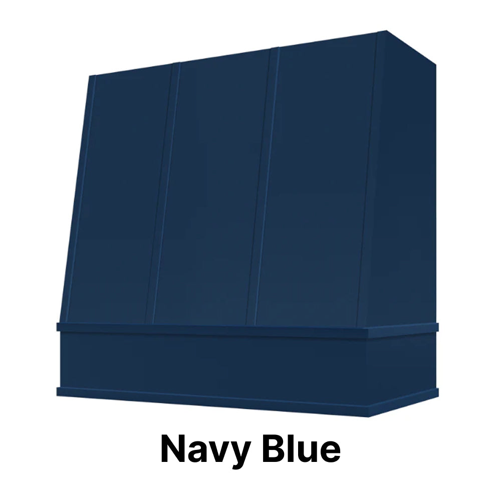 Wood Range Hood With Angled Strapped Front and Block Trim - 30