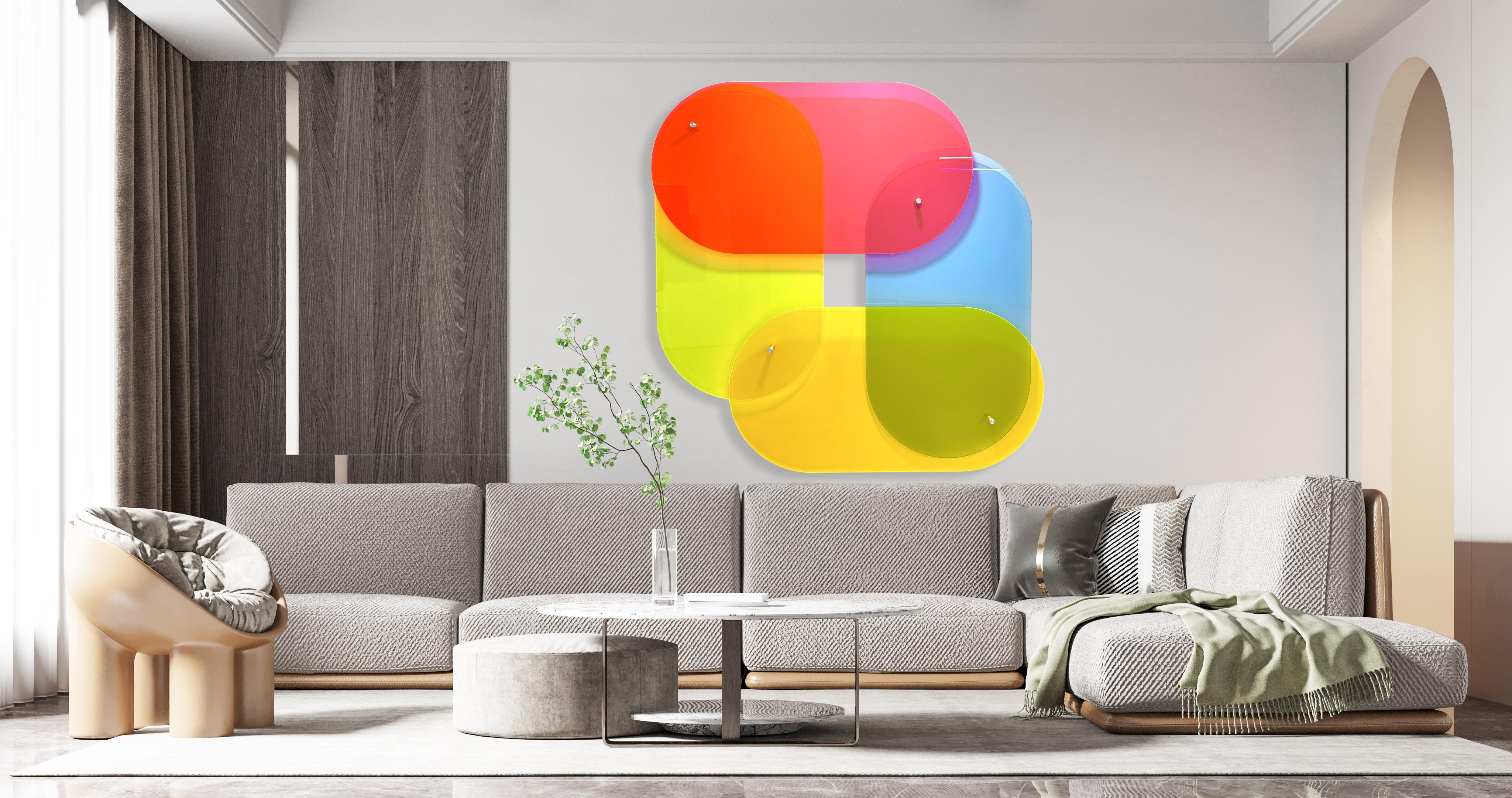 Neon Square Fluorescent Acrylic Neon Pop Art Transparent Wall Art