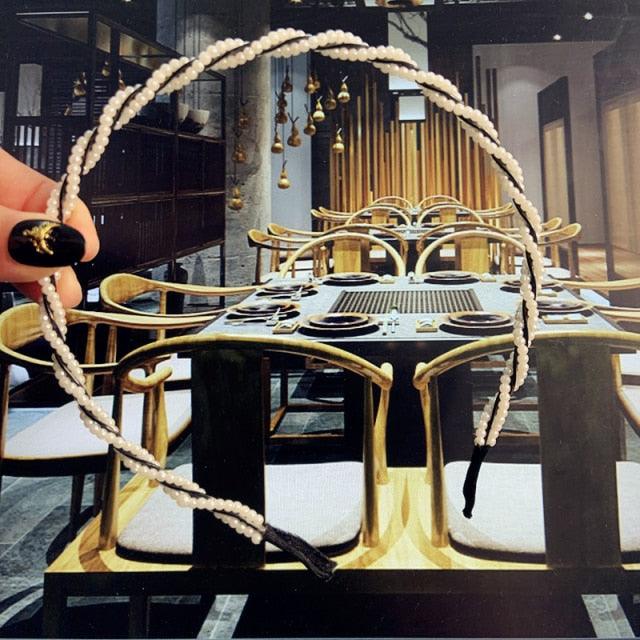 Simulation Pearl Hairbands Women Hair Accessories Korean Handmade Bow Flower Hoops Headband Wedding Ornaments Gorgeous Hair Accessories For Women