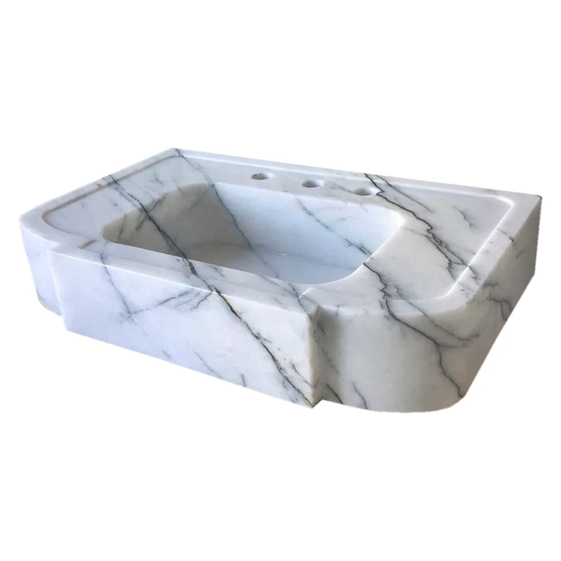 New York White Marble Wall-mount Bathroom Sink Polished (W)18