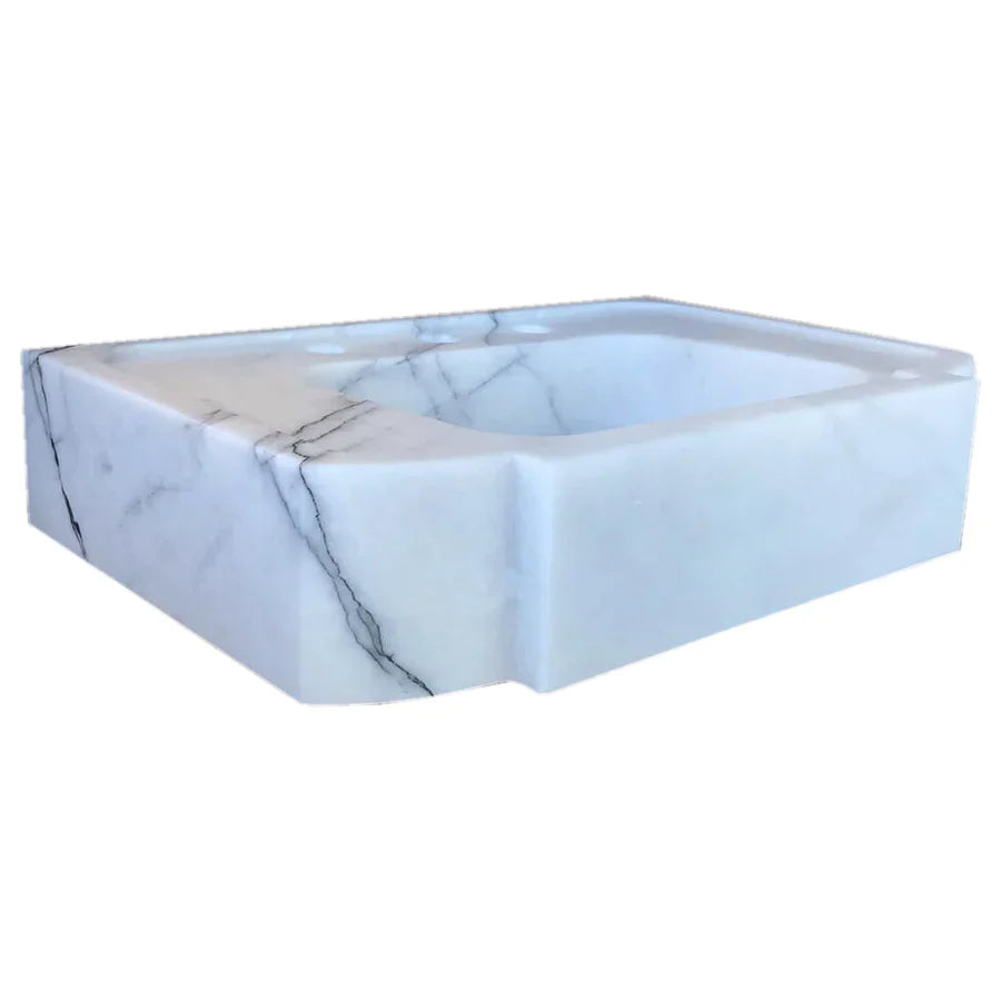 New York White Marble Wall-mount Bathroom Sink Polished (W)18