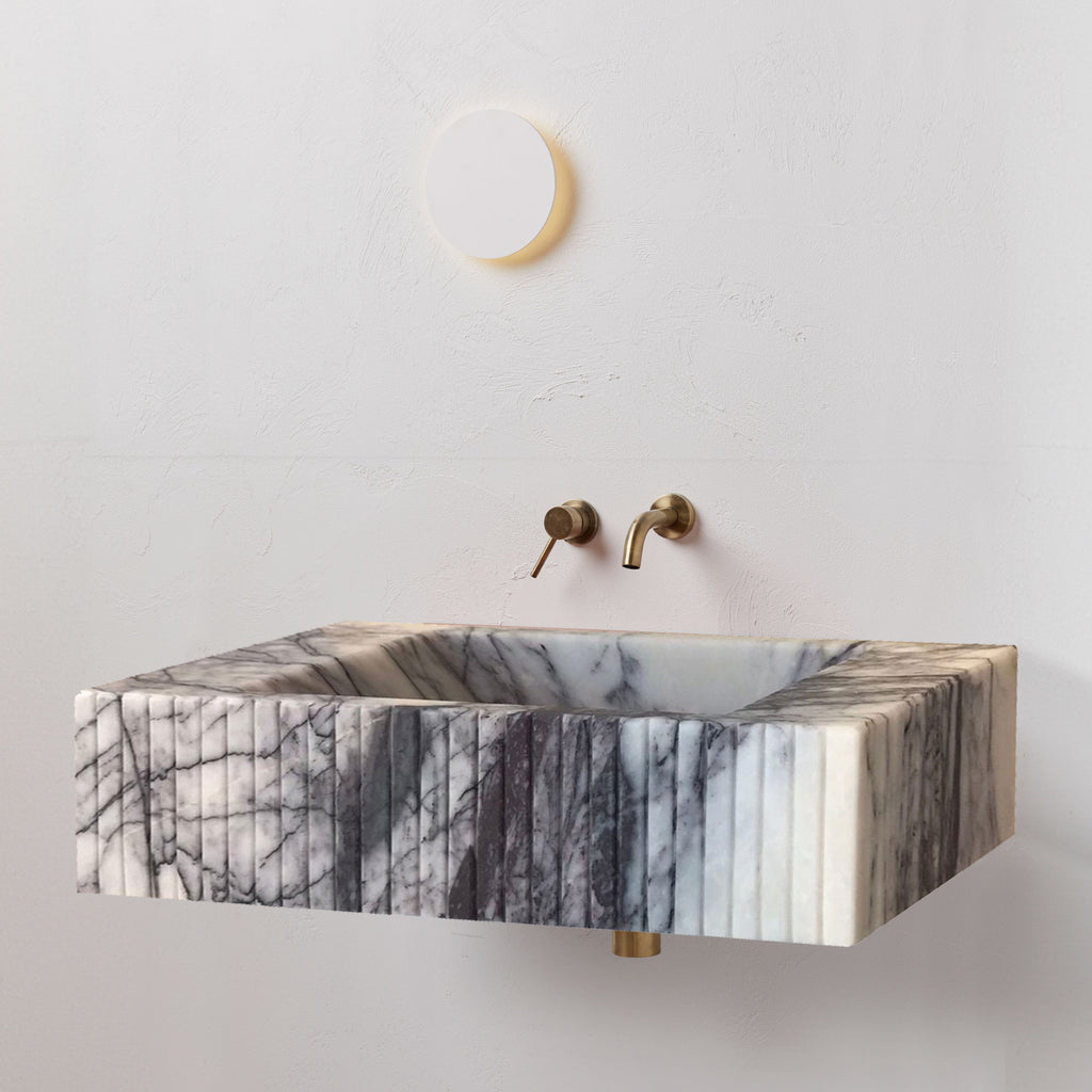 New York Marble Wall-mount Bathroom Sink Fluted Front (W)12