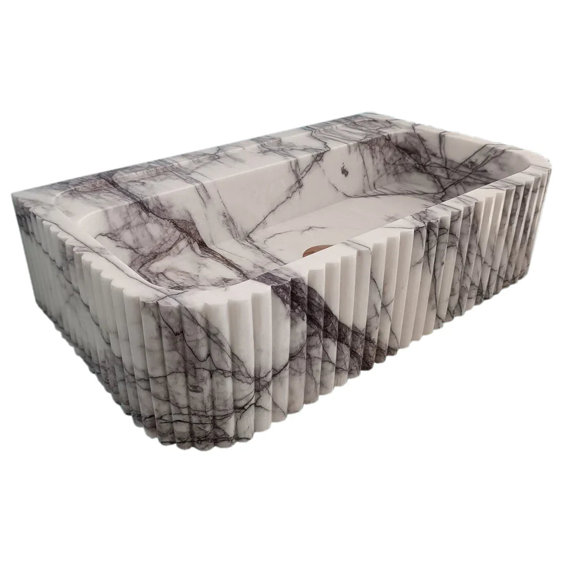 New York Marble Wall-mount Bathroom Sink Ribbed Textured (W)14