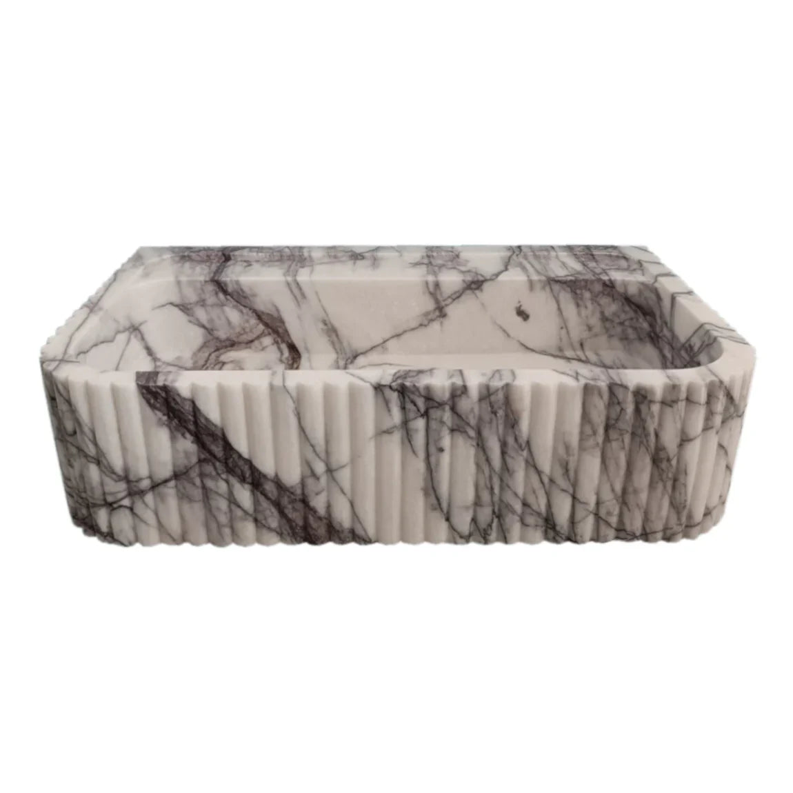 New York Marble Wall-mount Bathroom Sink Ribbed Textured (W)14