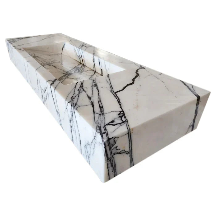 New York Marble Wall-mount Bathroom Sink Hidden Drain Polished (W)16