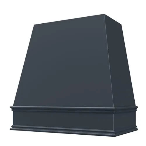 Navy Blue Wood Range Hood With Tapered Front and Decorative Trim - 30