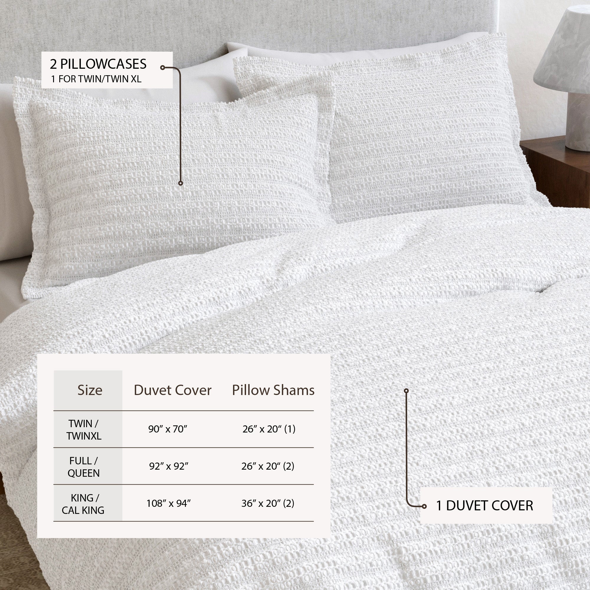 100% Cotton Waffle Weave Duvet Set - Mattea Collection