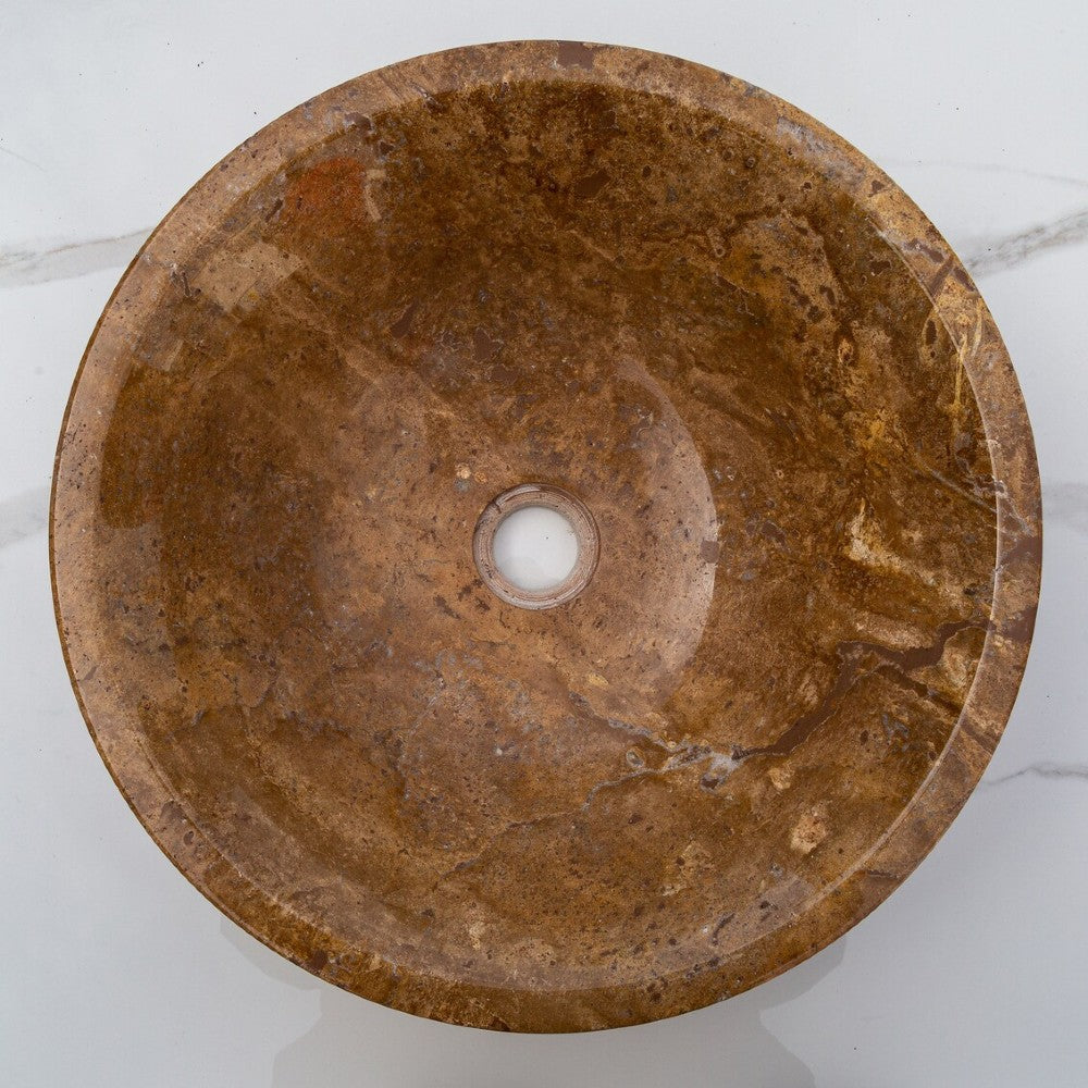 Noce Brown Travertine V-Shape Tapered Sink Polished (D)16
