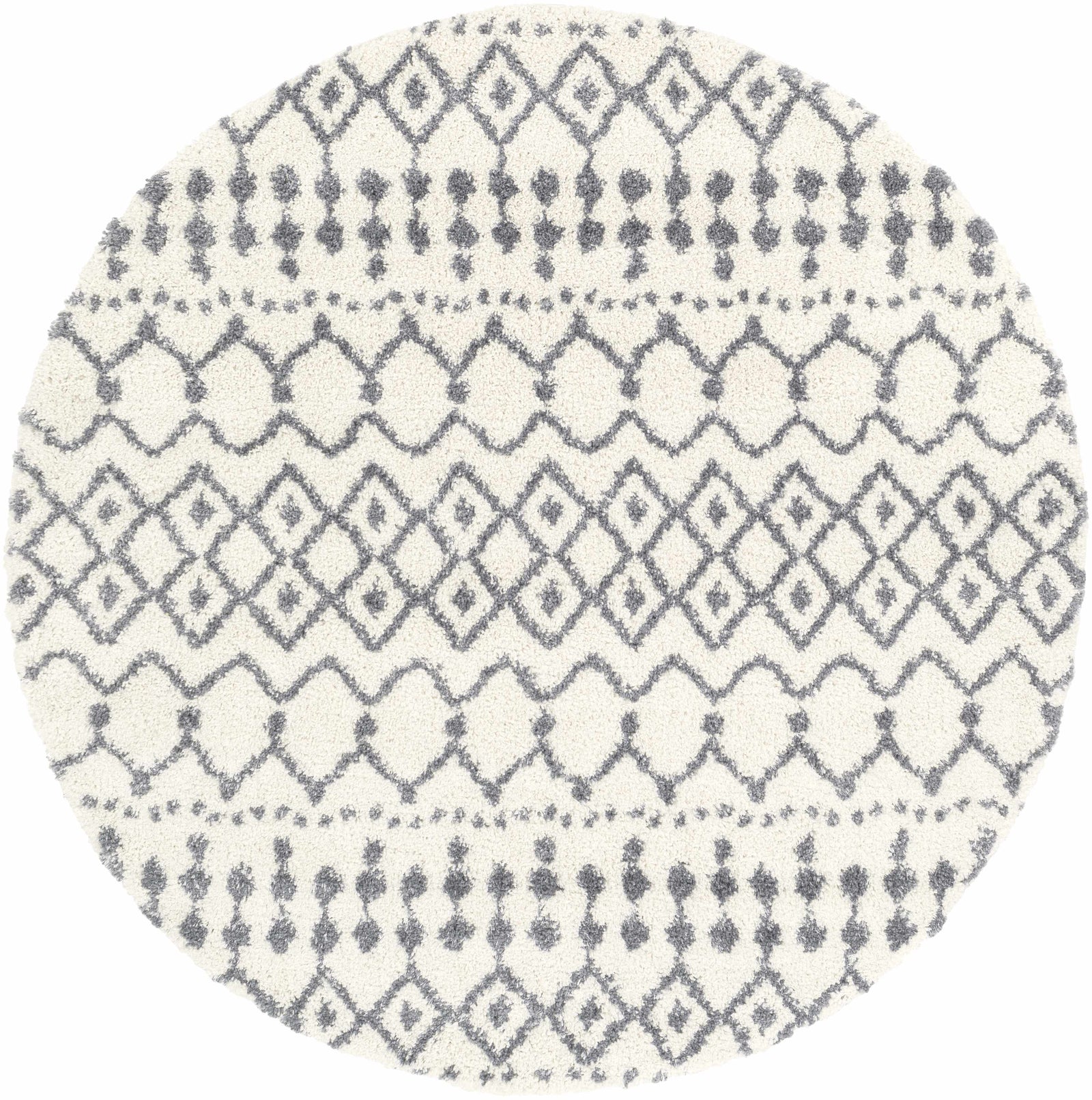 Navassa White/Gray Trellis Plush Rug