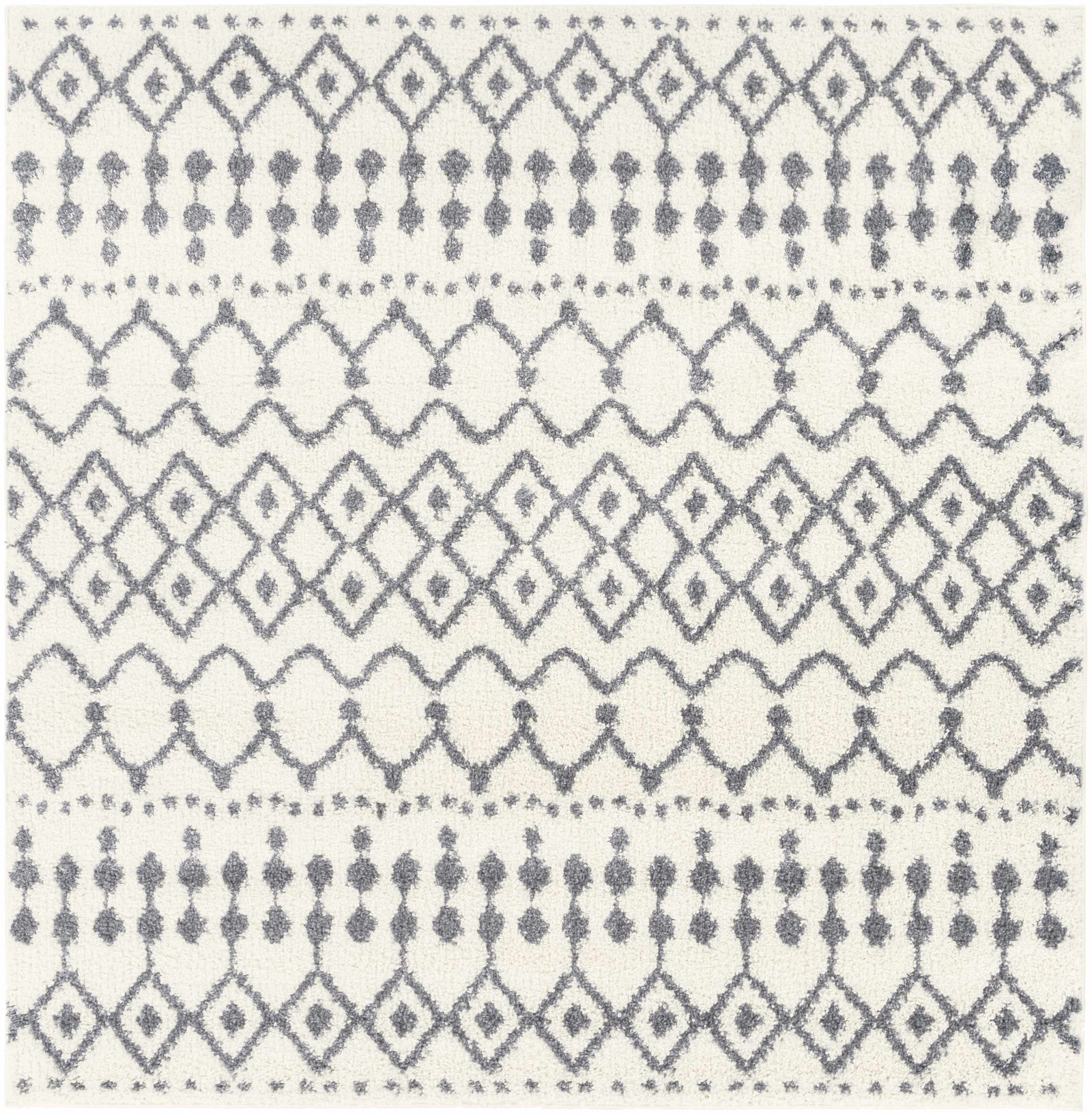 Navassa White/Gray Trellis Plush Rug
