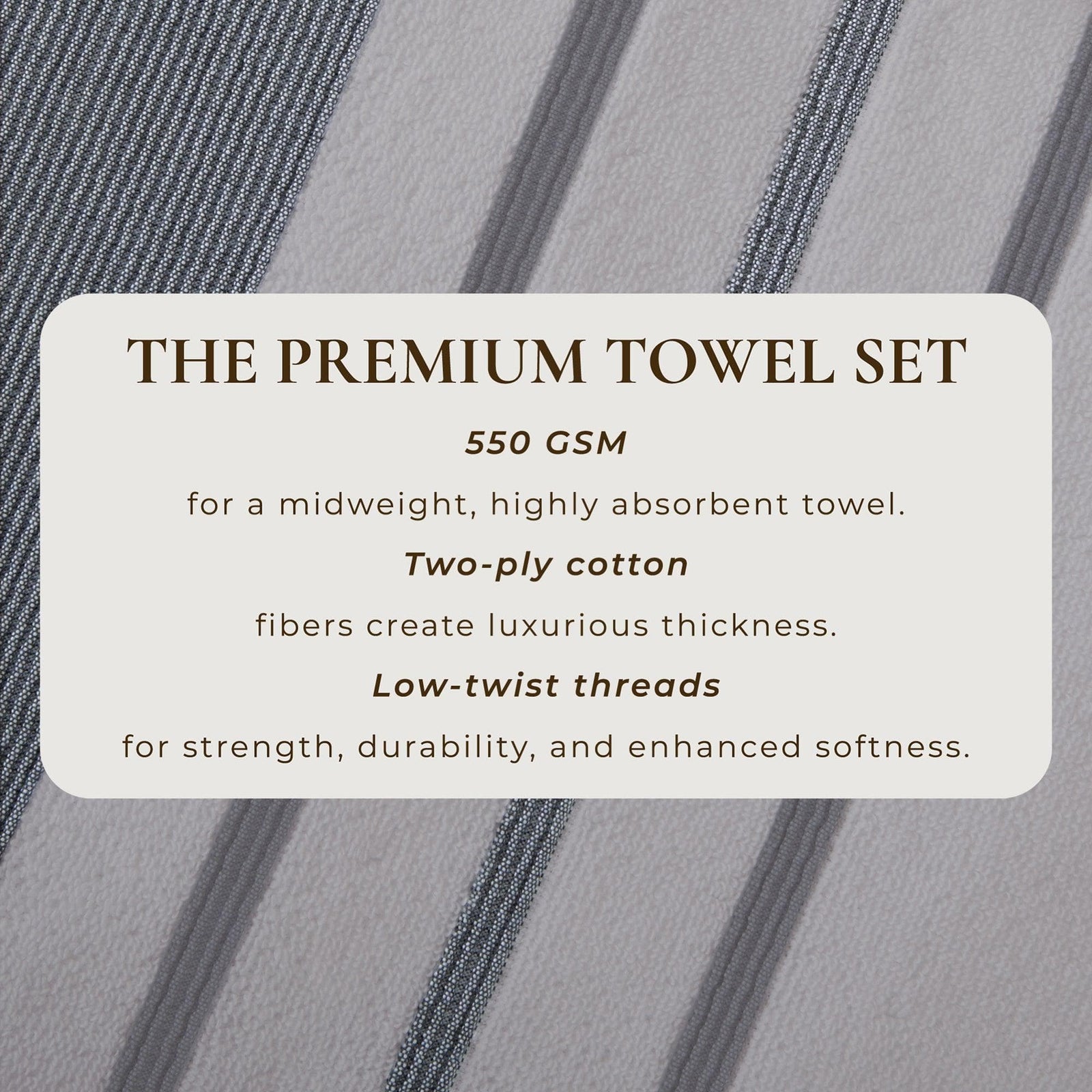 Decorative Cotton Stripe Bath Towel Set - Noelle Collection
