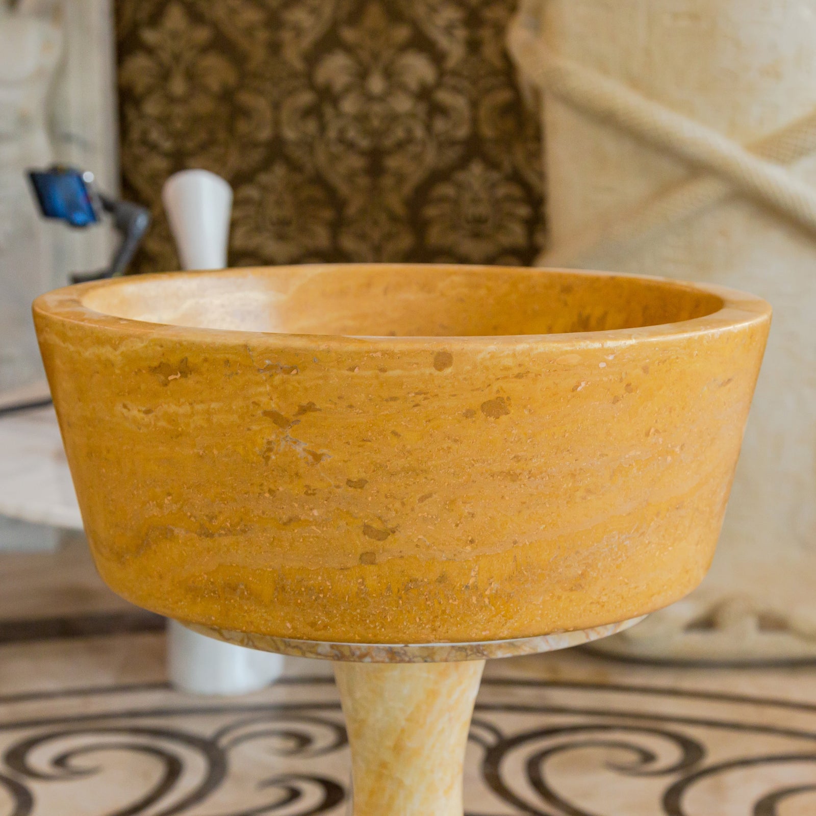 Oasis Gold Travertine Natural Stone Vessel Sink (D)16