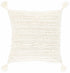 Odon Textured Ivory Tassel Square Pillow