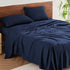 Bedsure Bed Sheets Queen Size Blend of Rayon Derived from Bamboo Sheets Breathable Soft Silky & Cooling Sheets Deep Pocket Queen Sheets for Women Men & Kids Bed Sheet Set - Navy