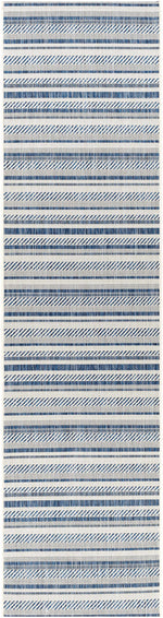 Olin White&Blue Striped Nordic Rug