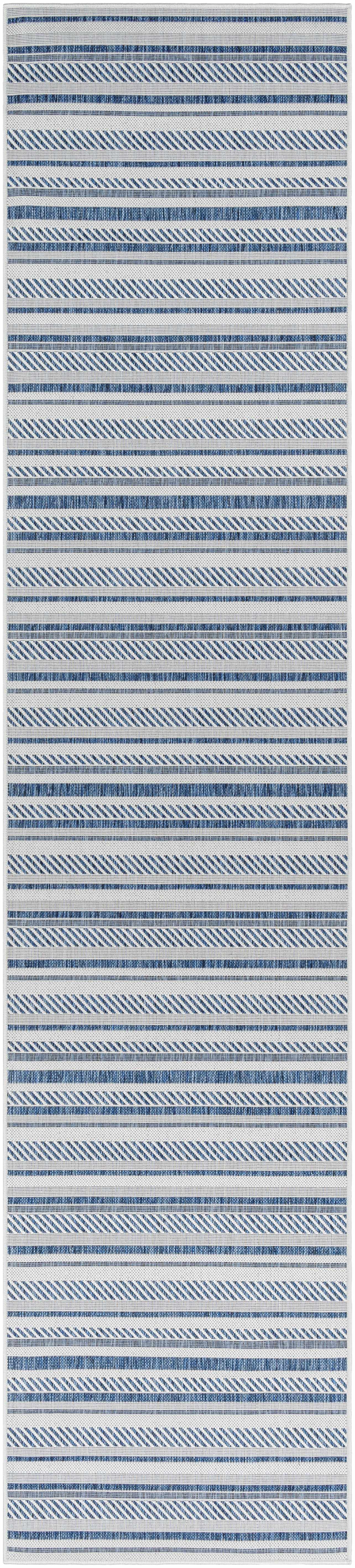 Olin White&Blue Striped Nordic Rug