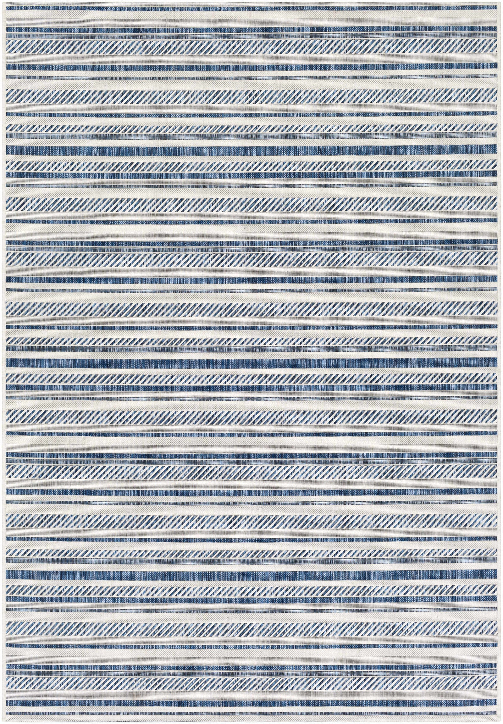 Olin White&Blue Striped Nordic Rug