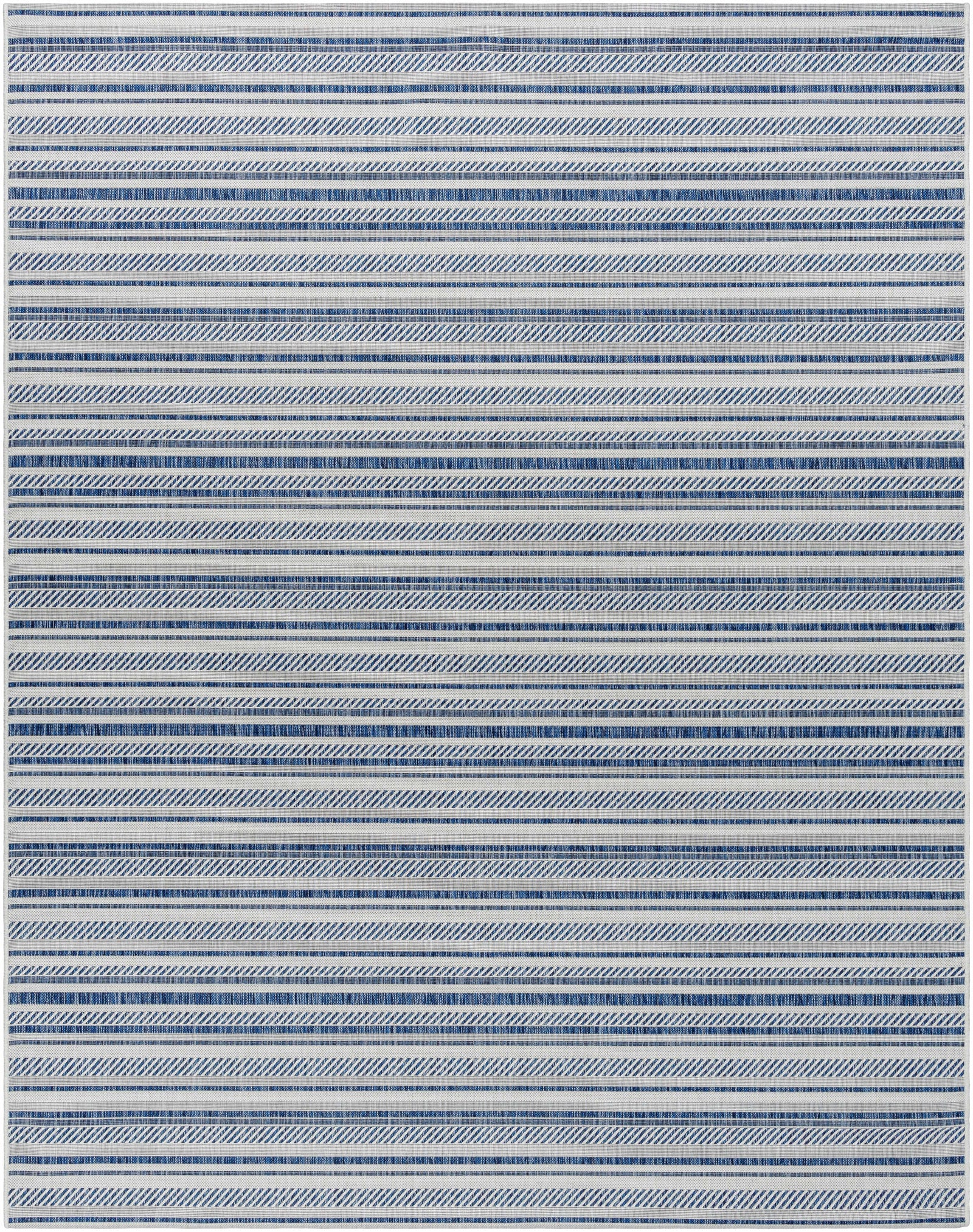 Olin White&Blue Striped Nordic Rug
