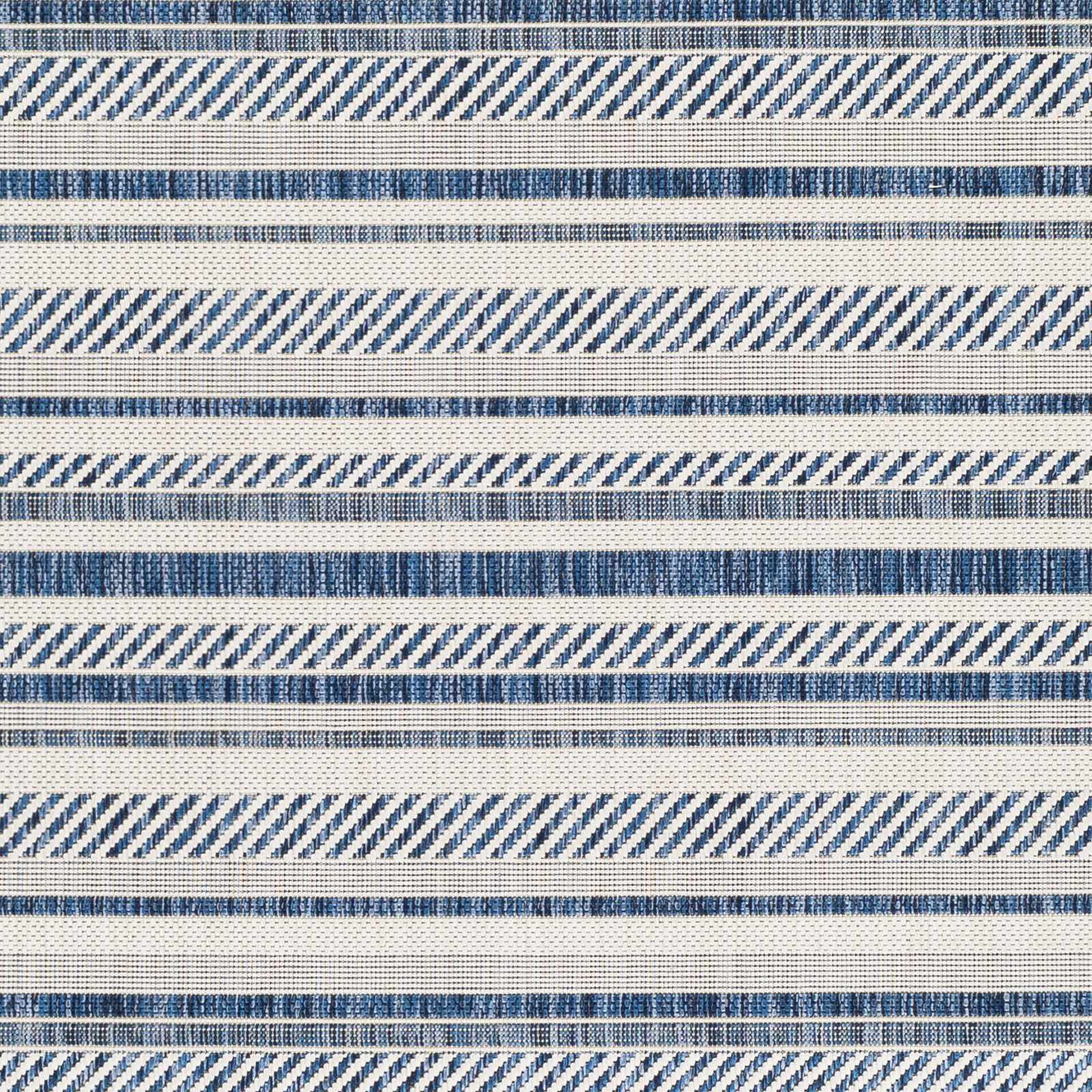 Olin White&Blue Striped Nordic Rug