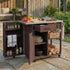 Outdoor Kitchen Island Fir Wood Prep Station with Stainless Steel Top