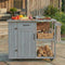 Outdoor Kitchen Island Prep Station with Stainless Steel Top - Natural Fir Wood