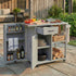 Outdoor Kitchen Island Prep Station with Stainless Steel Top - Natural Fir Wood
