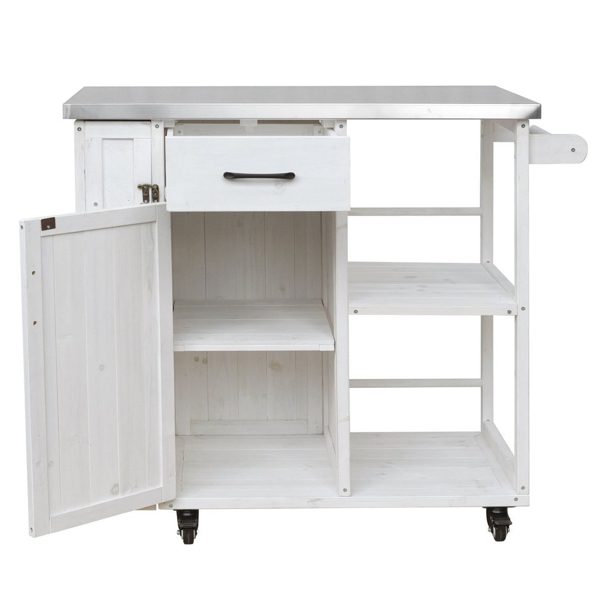 Outdoor Kitchen Island with Stainless Steel Top - Fir Wood