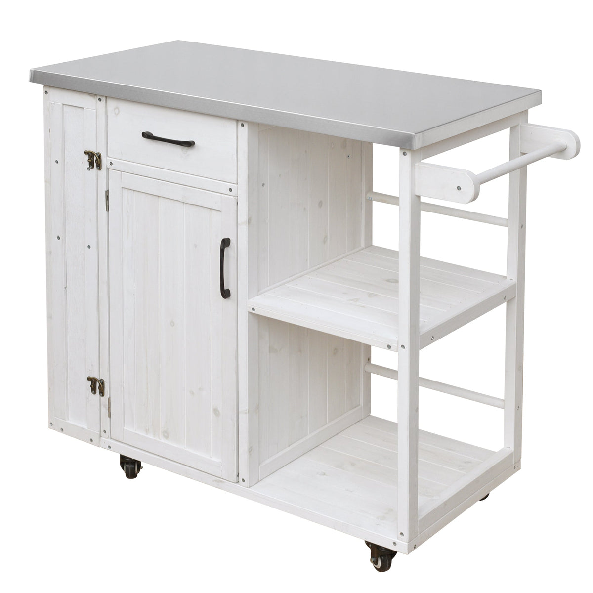 Outdoor Kitchen Island with Stainless Steel Top - Fir Wood