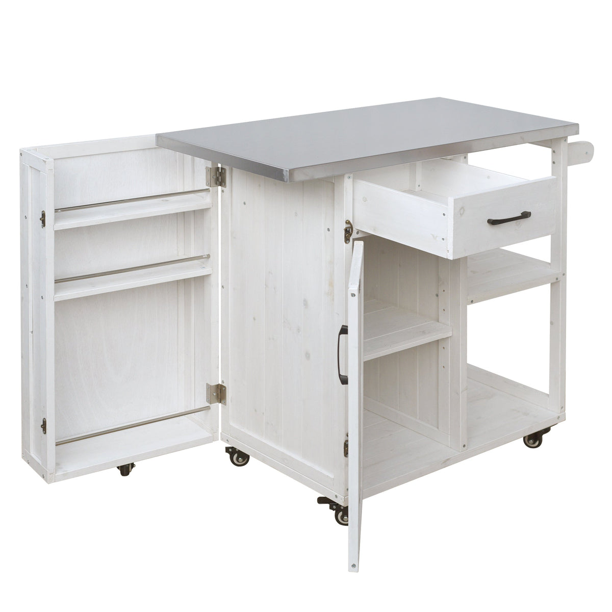 Outdoor Kitchen Island with Stainless Steel Top - Fir Wood